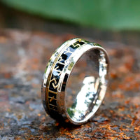 Black Viking 8mm Tungsten Steel Rune Ring