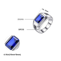 The Eye of Njord 925 Sterling Silver Ring With Blue Cubic Zirconia Stone