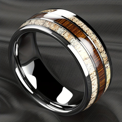 Frigg's Rope Tungsten and Deer's Antler Ring