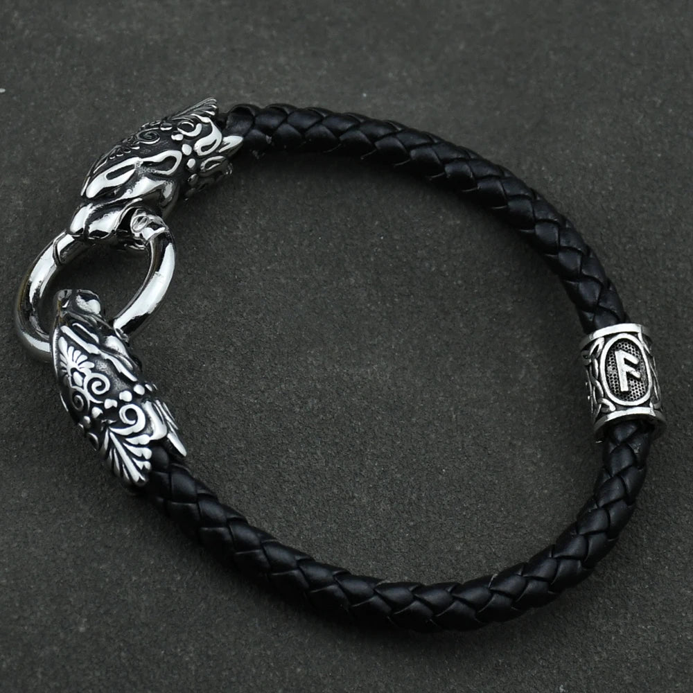 Freya Cat with Runes Steel Bracelet