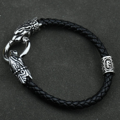 Freya Cat with Runes Steel Bracelet