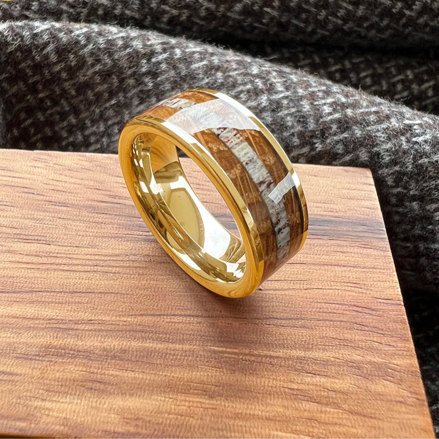 Frigg's Bounty Tungsten and Deer's Antler Wedding Band