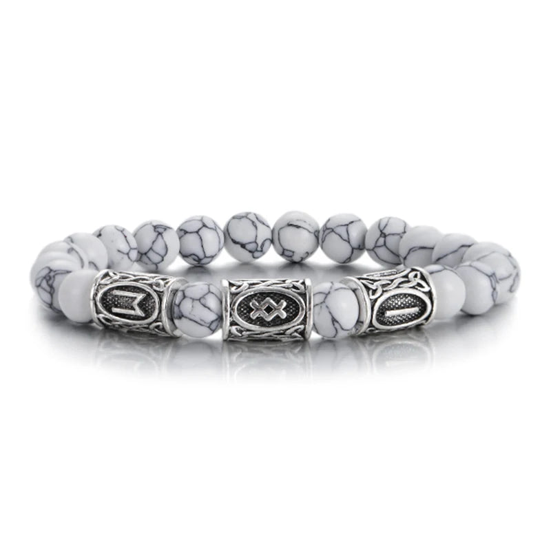Runes in Lava Stone Bracelet