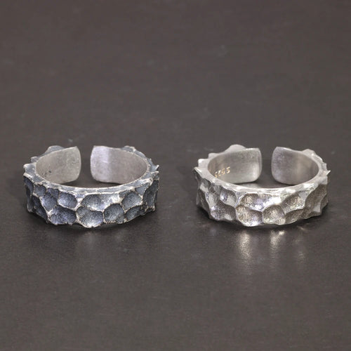 Thor and Sif Blessings Hammered and Adjustable Ring in 925 Sterling Silver