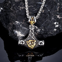 Mjolnir with Valknut Stainless Steel Necklace
