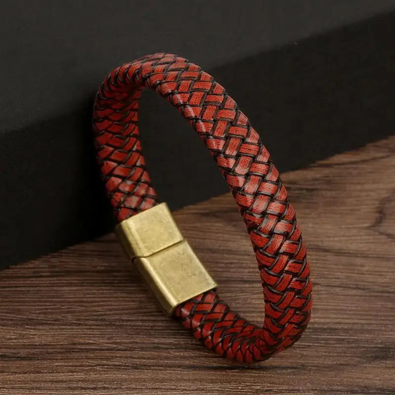 Warrior Braided Wristband Genuine Leather Bracelet