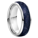 Stars in the North Sky Tungsten Carbide Ring With Blue Sandstone Inlay