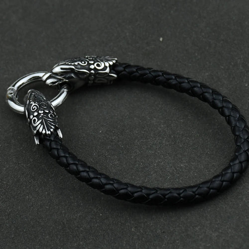 Freya Cat with Runes Steel Bracelet