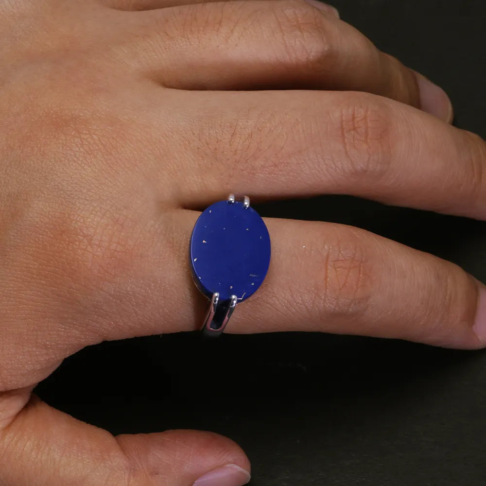 Norse Trader 925 Sterling Silver Ring With Natural Lapis Lazuli Agate or Malachite