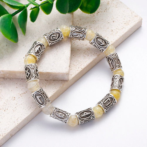 Runes in Lava Stone Bracelet