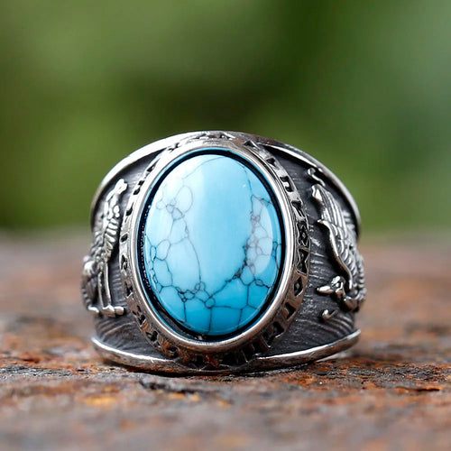Howling Wolves Rune Ring in Stainless Steel