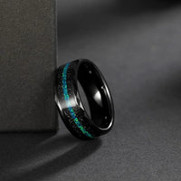 Thor Lightning 8mm Tungsten Carbide Ring with Green-Blue Opal Inlay