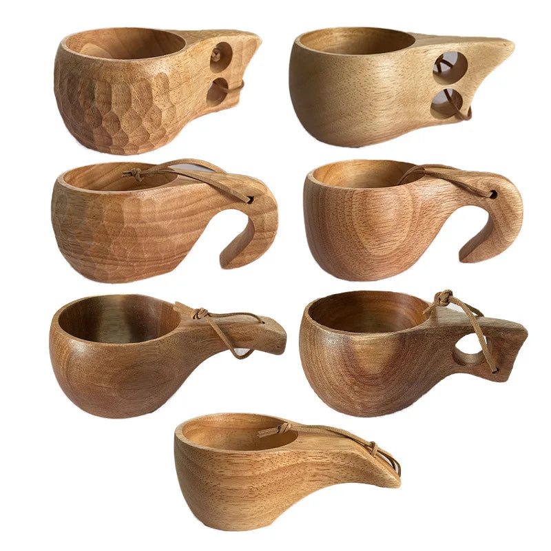Traditional Norse Wood Carved Mug
