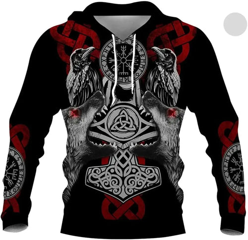 Ravens and Wolves of Odin 3D Printed Hoodie