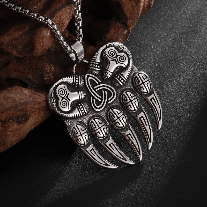 Berserker Bear Claw Stainless Steel Pendant