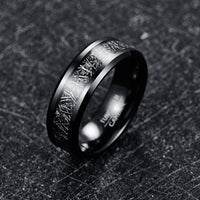 Thor Lightning Strike 8mm Tungsten Carbide Ring with Electroplated Black Inlay