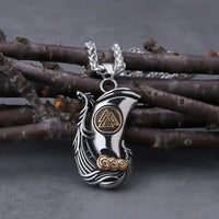 Longship with Valknut stainless Steel Necklace