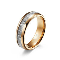 Golden Thor Thunderbolt Tungsten Carbide Ring with Meteorite Inlay