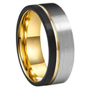 Frigg's Wedding Band Wigh Yellow Golden Inlay - 8mm Tungsten Carbide Ring