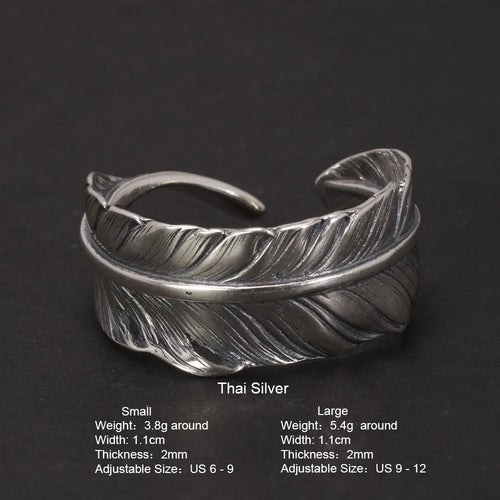 Hugin and Munin Feather 925 Sterling Silver Ring