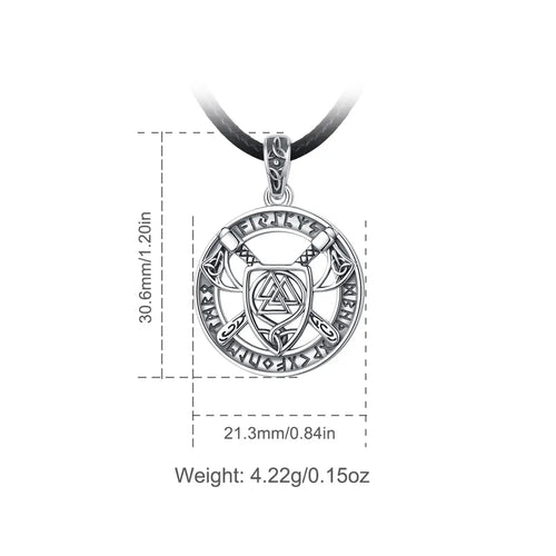The Valknut in Shield 925 Sterling Silver Necklace
