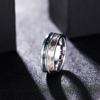 Thor and Sif Wedding Band in 8mm Tungsten Carbide with Deer Antler and Crushed Turquoise
