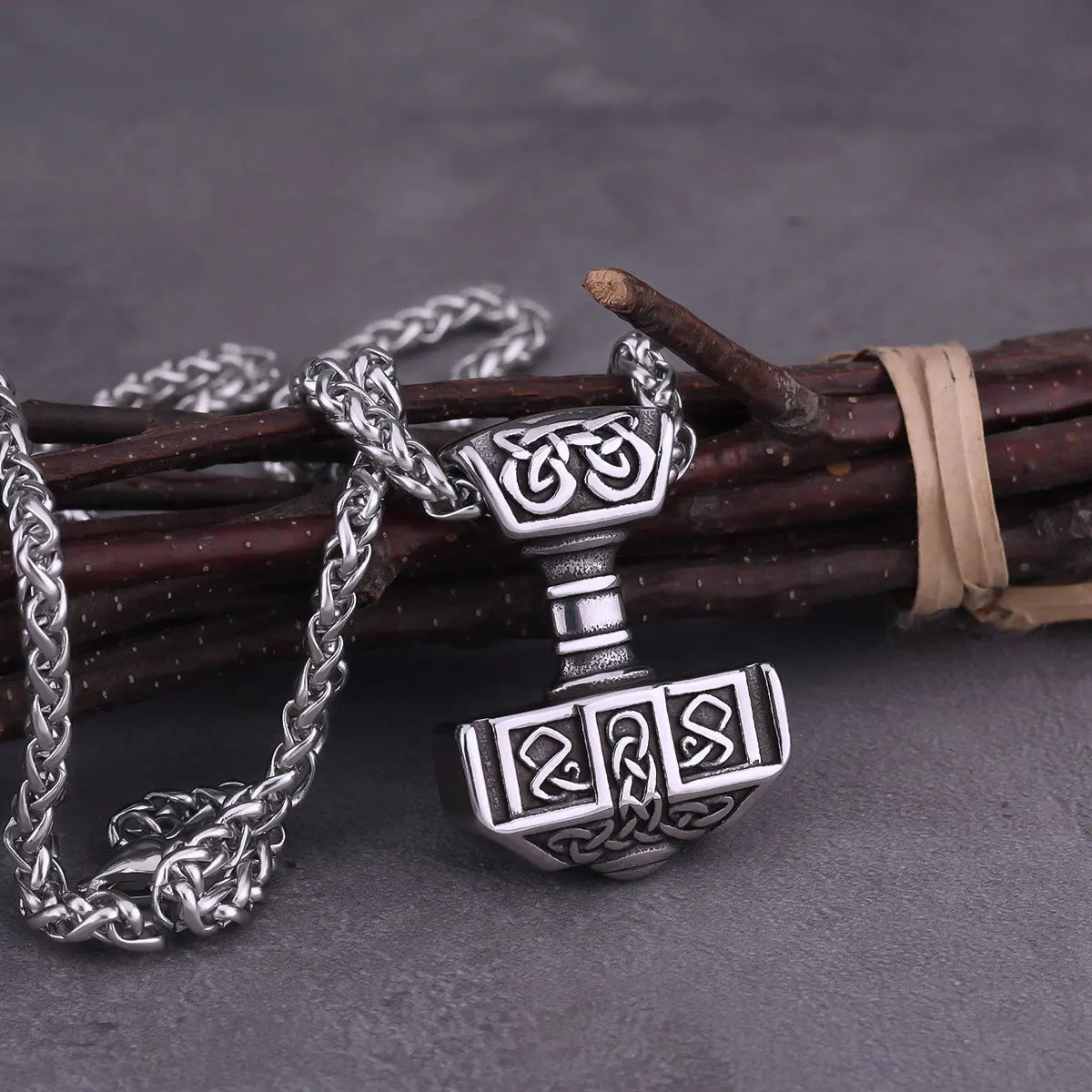 Mighty Mjolnir Necklace in Stainless Steel