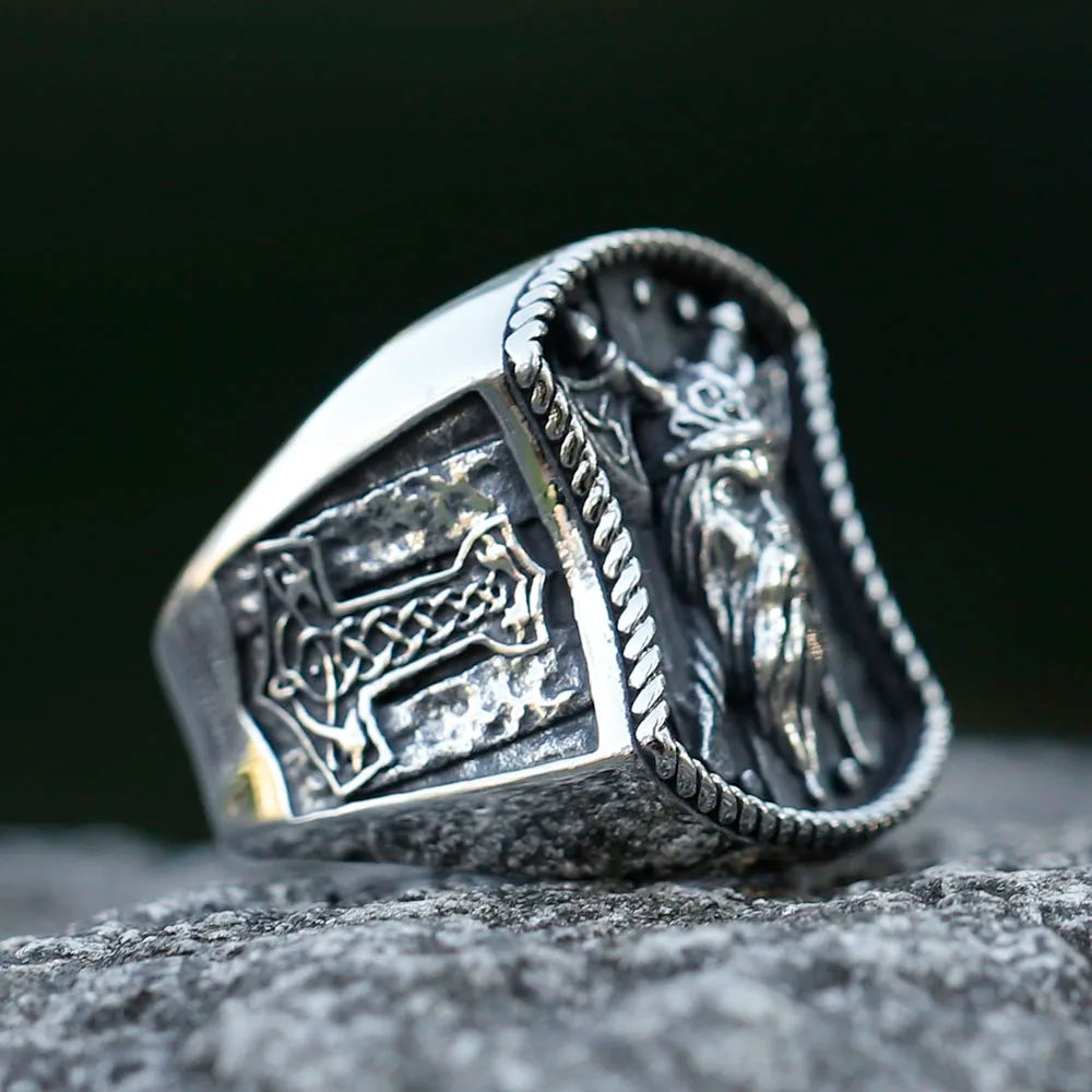 Odin with Axes Stainless Steel Ring
