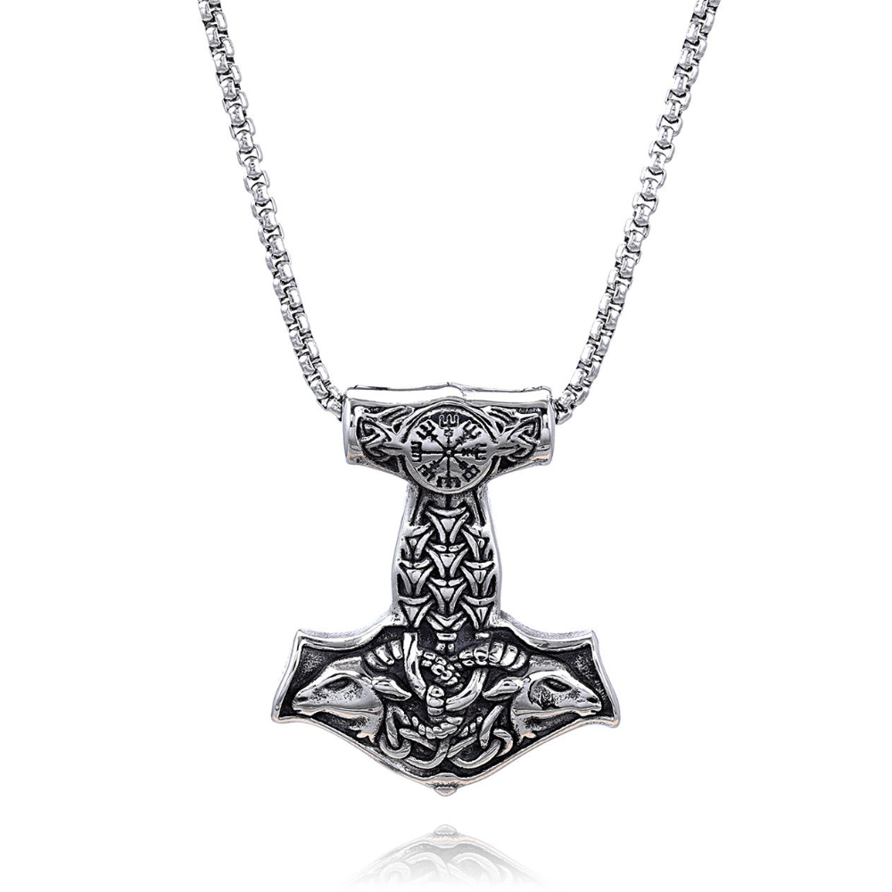 Mjolnir and Thor's Goats Steel Necklace