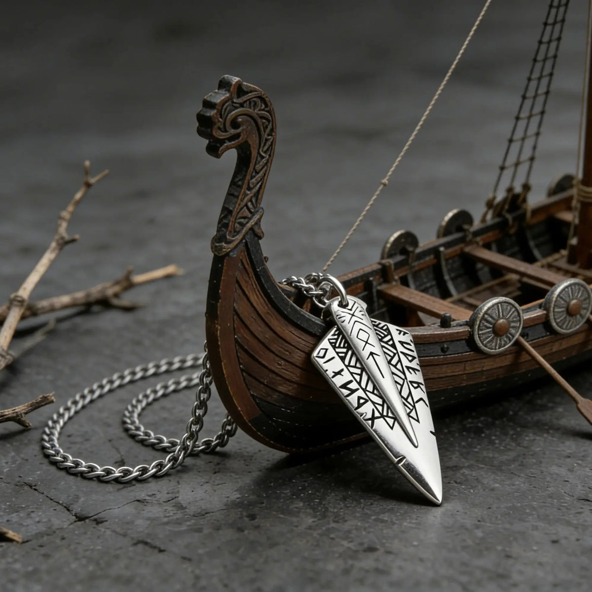 Spear of Odin Gungnir Steel Necklace