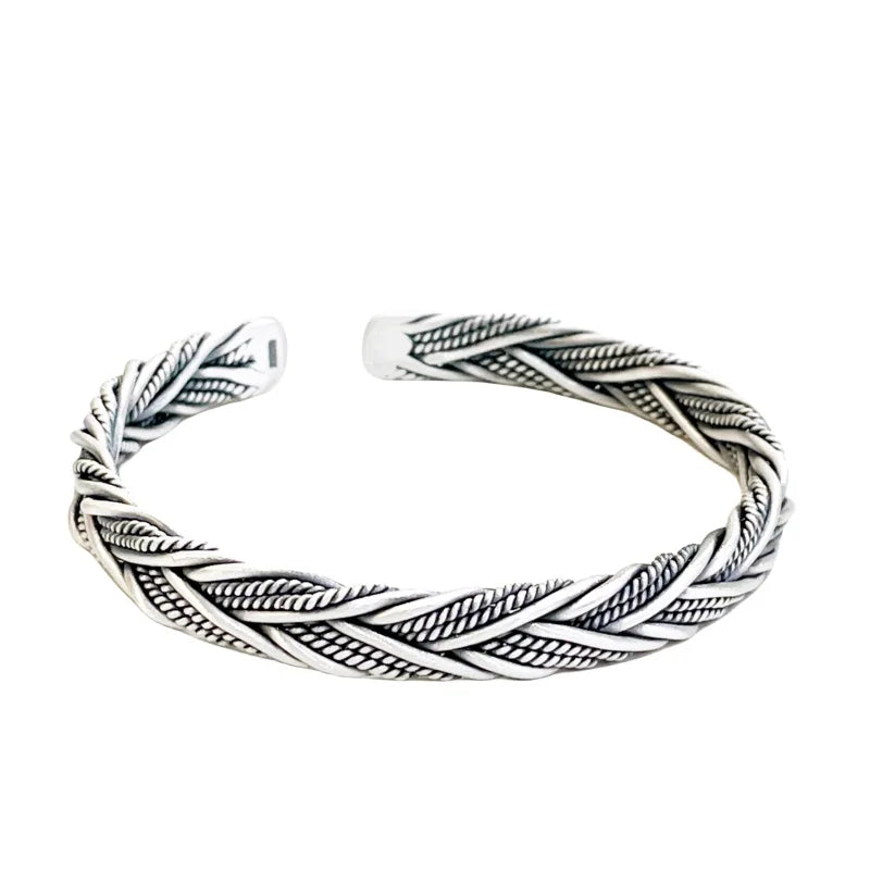 Weaved Gleipnir Arm Ring 999 Sterling Silver Bangle