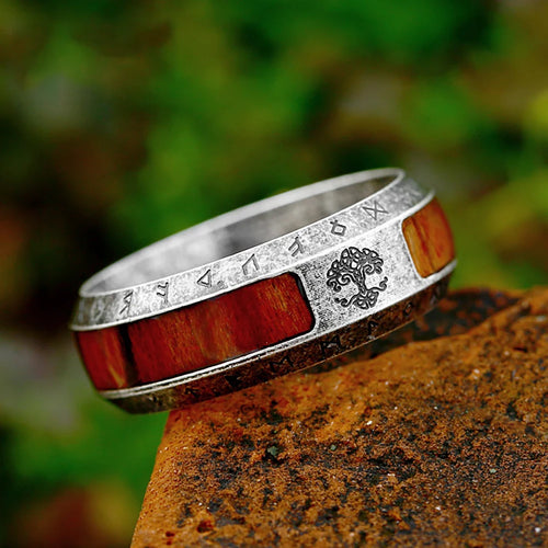Yggdrasil The Tree of Life Stainless Steel Rune Ring
