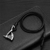 Viking Axe Bracelet in Leather and Steel