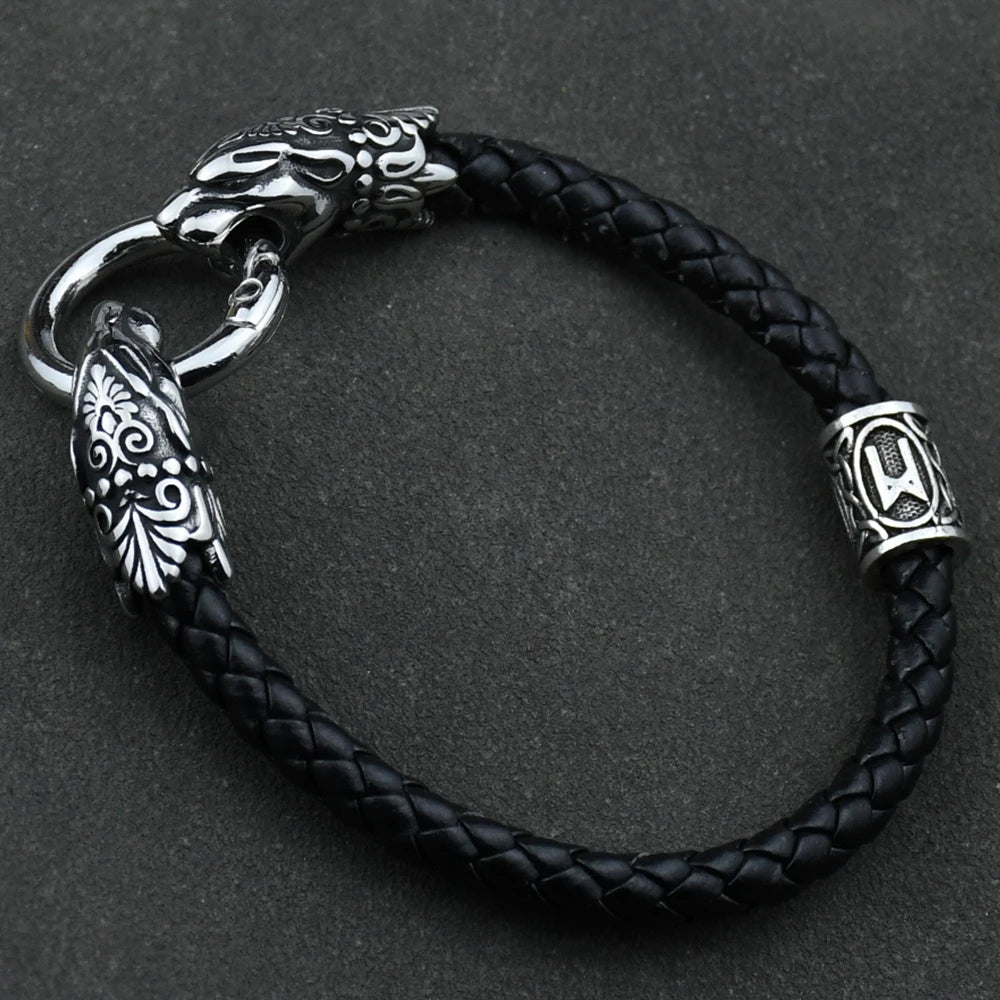 Freya Cat with Runes Steel Bracelet