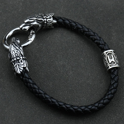 Freya Cat with Runes Steel Bracelet