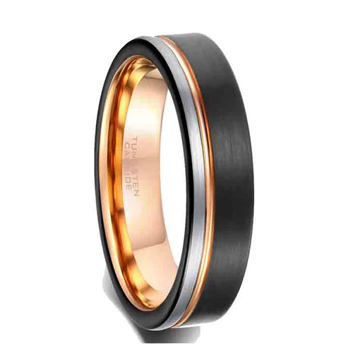 Frigg's Wedding Band With Yellow Golden Inlay - 8mm Tungsten Carbide Ring