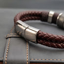 Sailing Longship Handcrafted Leather and Steel Bracelet