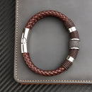 Sailing Longship Handcrafted Leather and Steel Bracelet