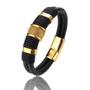 Sailing Longship Handcrafted Leather and Steel Bracelet