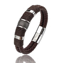 Sailing Longship Handcrafted Leather and Steel Bracelet
