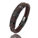 Sailing Longship Handcrafted Leather and Steel Bracelet