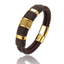 Sailing Longship Handcrafted Leather and Steel Bracelet