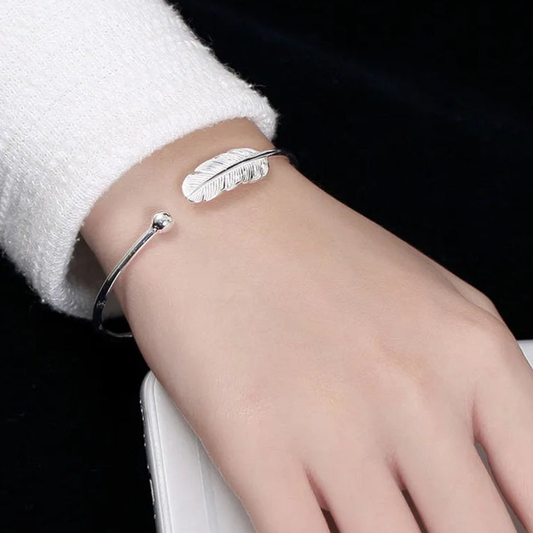Feathers of Freyja’s Falcon 990 Silver Bracelet