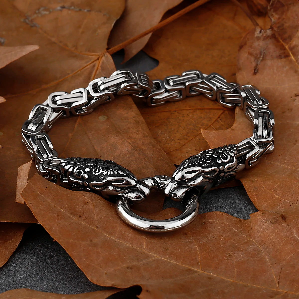 Freya Cat with Runes Steel Bracelet