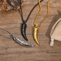 Gjallarhorn the Horn of Heimdall With Vegvisir Rune Stainless Steel Necklace