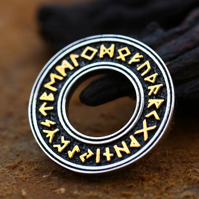 Norse Runes Wheel Stainless Steel Necklace