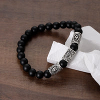 Runes in Lava Stone Bracelet