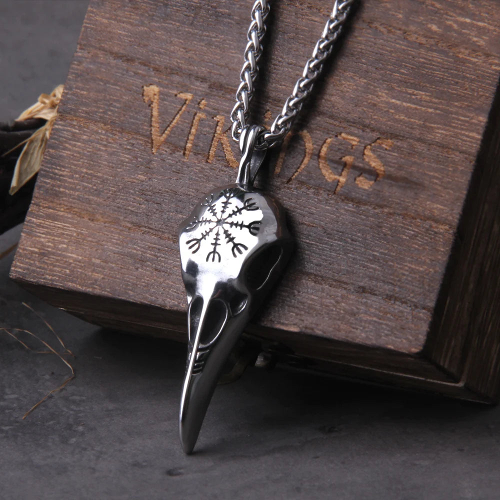 Odin's Raven Skull Stainless Steel Necklace