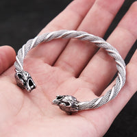 Allfather Odin Wolves Steel Bracelet
