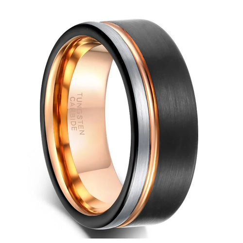 Frigg's Wedding Band With Yellow Golden Inlay - 8mm Tungsten Carbide Ring